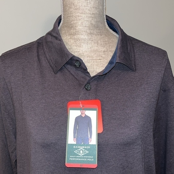 G.H Bass Performance Polo Long sleeve shirt Quick Dry Black UPF-50, size Medium - Picture 2 of 8
